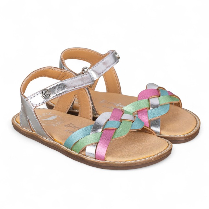 SANDALIA BAREFOOT PIEL CHETTO TRENZADA PLATA