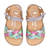 SANDALIA BAREFOOT PIEL CHETTO TRENZADA PLATA