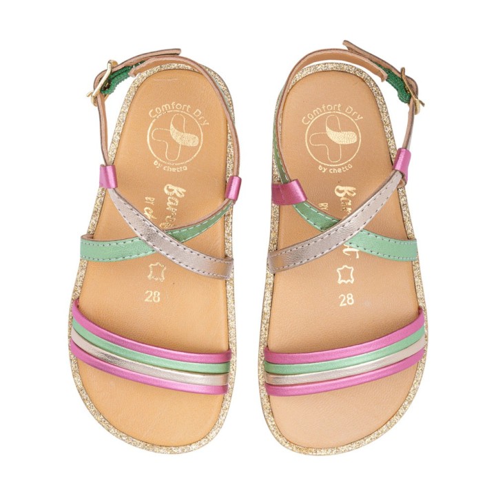 SANDALIA BAREFOOT DE PIEL CHETTO TIRAS ORO