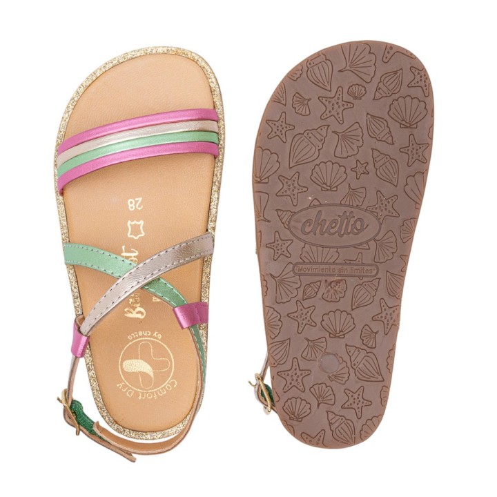 SANDALIA BAREFOOT DE PIEL CHETTO TIRAS ORO