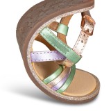 SANDALIA BAREFOOT DE PIEL CHETTO TIRAS ORO ROSADO