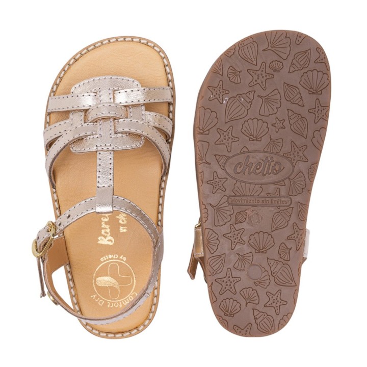 SANDALIA BAREFOOT PIEL CHETTO ORO