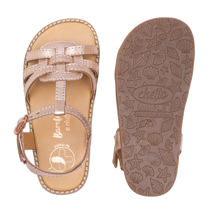 SANDALIA BAREFOOT PIEL CHETTO ORO ROSADO