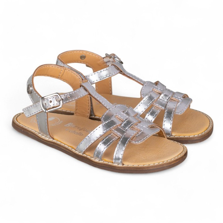 SANDALIA BAREFOOT PIEL CHETTO PLATA