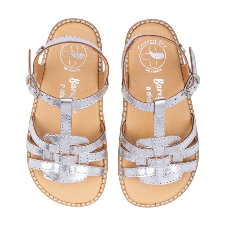 SANDALIA BAREFOOT PIEL CHETTO PLATA