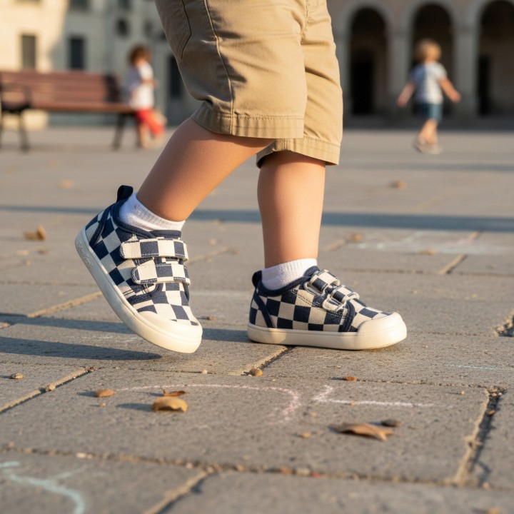 ZAPATILLA BAREFOOT BABY FREE AZUL CUADROS