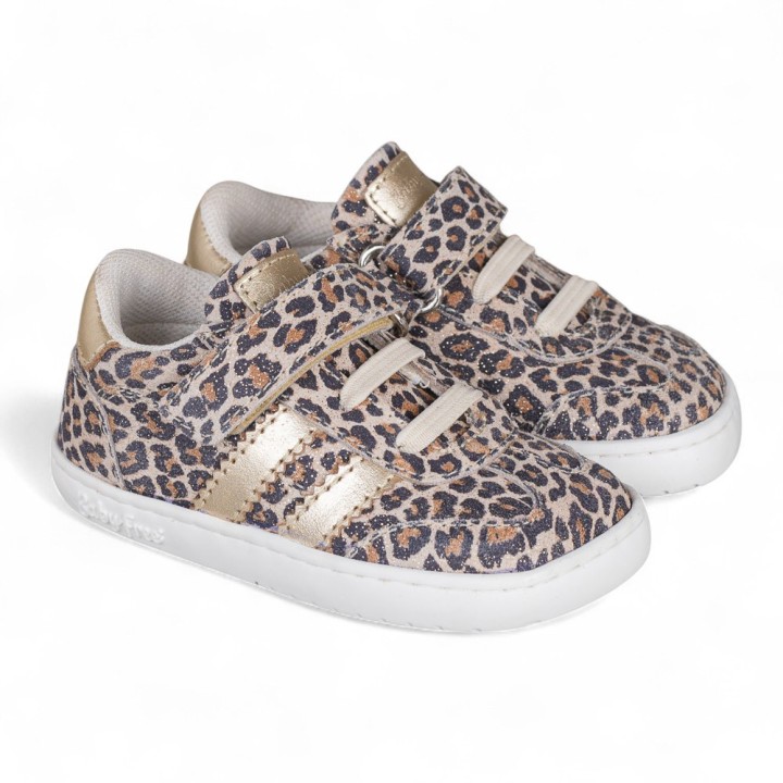DEPORTIVA BAREFOOT BABY FREE PRIMEROS PASOS ANIMAL PRINT - ORO