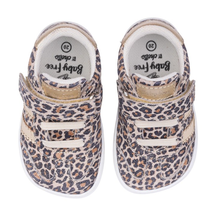 DEPORTIVA BAREFOOT BABY FREE PRIMEROS PASOS ANIMAL PRINT - ORO