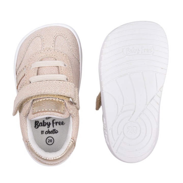 DEPORTIVA BAREFOOT BABY FREE PRIMEROS PASOS ANIMAL BEIGE - ORO