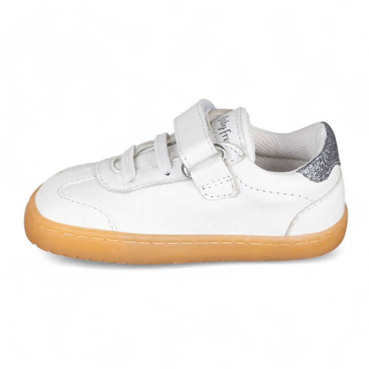 DEPORTIVA BAREFOOT BABY FREE PRIMEROS PASOS ANIMAL BLANCO - PLATA