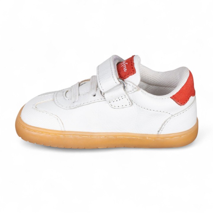 DEPORTIVA BAREFOOT BABY FREE PRIMEROS PASOS ANIMAL BLANCO - ROJO