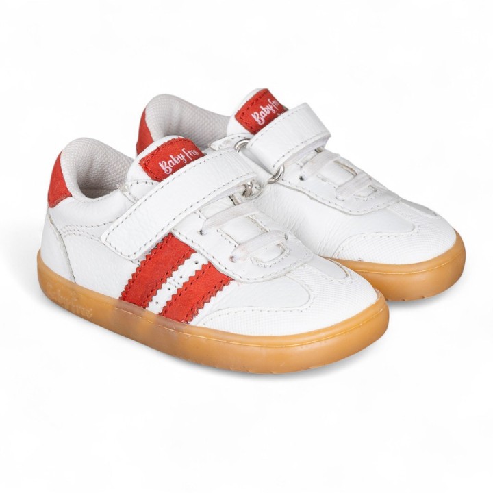 DEPORTIVA BAREFOOT BABY FREE PRIMEROS PASOS ANIMAL BLANCO - ROJO