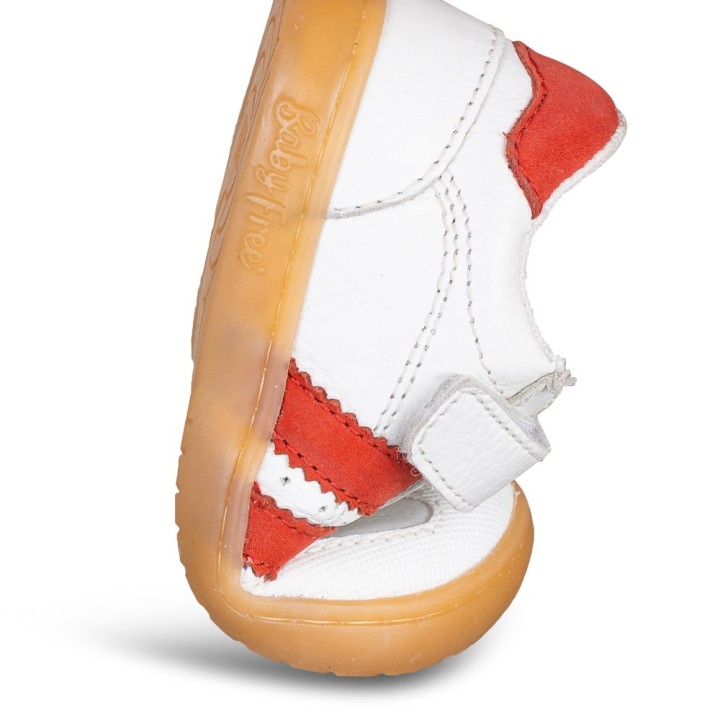 DEPORTIVA BAREFOOT BABY FREE PRIMEROS PASOS ANIMAL BLANCO - ROJO