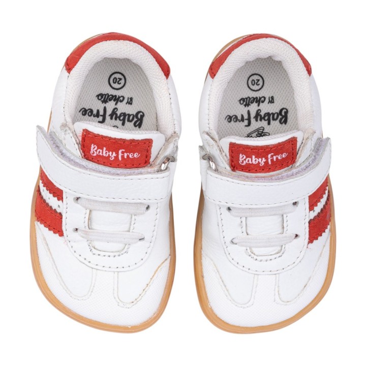 DEPORTIVA BAREFOOT BABY FREE PRIMEROS PASOS ANIMAL BLANCO - ROJO