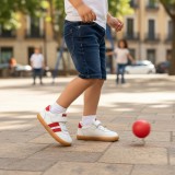 DEPORTIVA BAREFOOT BABY FREE PRIMEROS PASOS ANIMAL BLANCO - ROJO