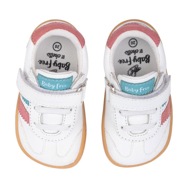 DEPORTIVA BAREFOOT BABY FREE PRIMEROS PASOS ANIMAL BLANCO - TURQUESA