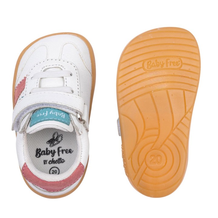 DEPORTIVA BAREFOOT BABY FREE PRIMEROS PASOS ANIMAL BLANCO - TURQUESA