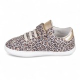 DEPORTIVA BAREFOOT CHETTO PIEL CON DOBLE FRANJA ANIMAL PRINT - ORO