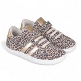 DEPORTIVA BAREFOOT CHETTO PIEL CON DOBLE FRANJA ANIMAL PRINT - ORO