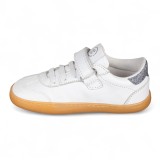 DEPORTIVA BAREFOOT CHETTO PIEL CON DOBLE FRANJA ANIMAL BLANCO - PLATA