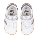 DEPORTIVA BAREFOOT CHETTO PIEL CON DOBLE FRANJA ANIMAL BLANCO - PLATA
