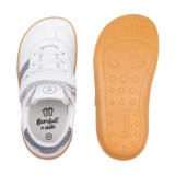 DEPORTIVA BAREFOOT CHETTO PIEL CON DOBLE FRANJA ANIMAL BLANCO - PLATA
