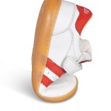 DEPORTIVA BAREFOOT CHETTO PIEL CON DOBLE FRANJA ANIMAL BLANCO - ROJO