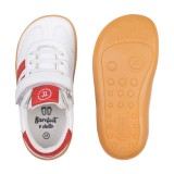 DEPORTIVA BAREFOOT CHETTO PIEL CON DOBLE FRANJA ANIMAL BLANCO - ROJO