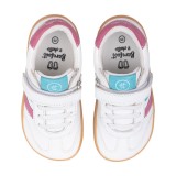 DEPORTIVA BAREFOOT CHETTO PIEL CON DOBLE FRANJA ANIMAL BLANCO - TURQUESA
