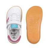 DEPORTIVA BAREFOOT CHETTO PIEL CON DOBLE FRANJA ANIMAL BLANCO - TURQUESA