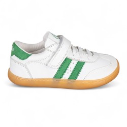 DEPORTIVA BAREFOOT CHETTO PIEL CON DOBLE FRANJA ANIMAL BLANCO - VERDE