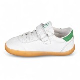 DEPORTIVA BAREFOOT CHETTO PIEL CON DOBLE FRANJA ANIMAL BLANCO - VERDE