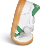 DEPORTIVA BAREFOOT CHETTO PIEL CON DOBLE FRANJA ANIMAL BLANCO - VERDE