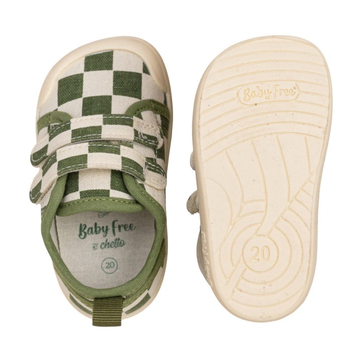 ZAPATILLA BAREFOOT BABY FREE VERDE CUADROS