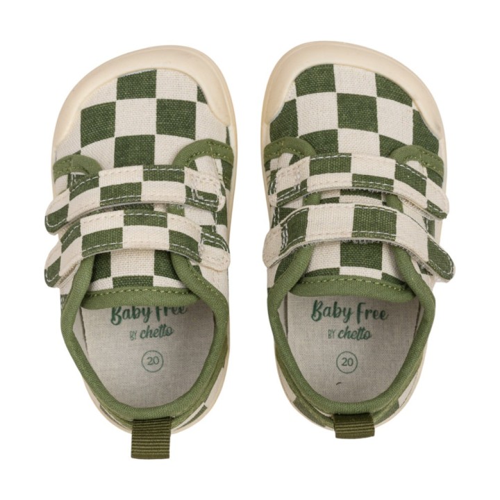 ZAPATILLA BAREFOOT BABY FREE VERDE CUADROS