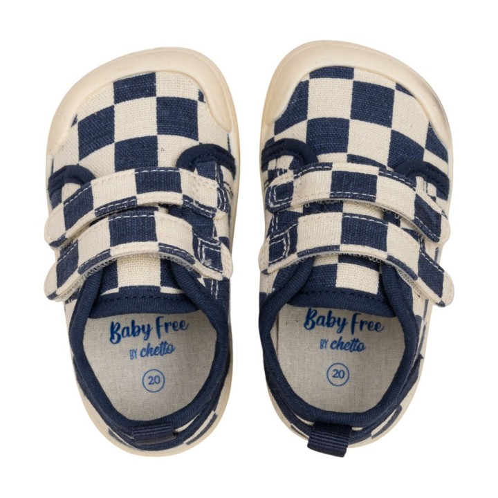 ZAPATILLA BAREFOOT BABY FREE AZUL CUADROS