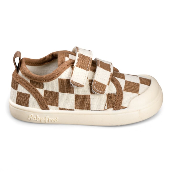 ZAPATILLA BAREFOOT BABY FREE MARRON CUADROS