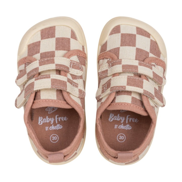 ZAPATILLA BAREFOOT BABY FREE ROSA CUADROS
