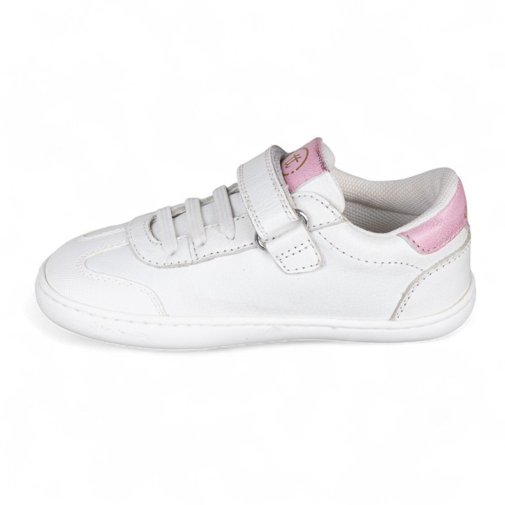 DEPORTIVA BAREFOOT CHETTO PIEL CON DOBLE FRANJA ANIMAL BLANCO - PINK