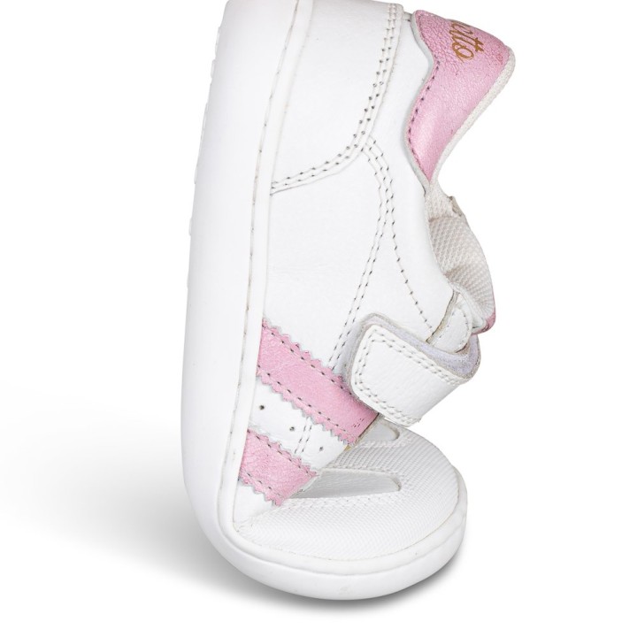 DEPORTIVA BAREFOOT CHETTO PIEL CON DOBLE FRANJA ANIMAL BLANCO - PINK