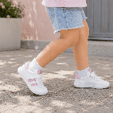 DEPORTIVA BAREFOOT CHETTO PIEL CON DOBLE FRANJA ANIMAL BLANCO - PINK