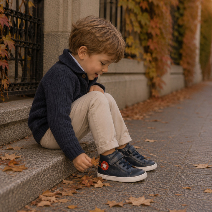 Botín Barefoot sin Drop Azul Marino con Estrella | Calz...