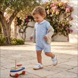 Calzado Barefoot Infantil - Blanco y Celeste