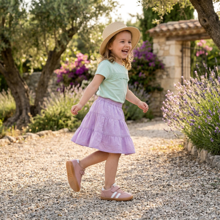 Zapatilla Barefoot Infantil Piel – Rosa