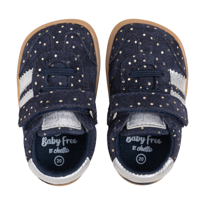 DEPORTIVA BAREFOOT AZUL CON PUNTOS