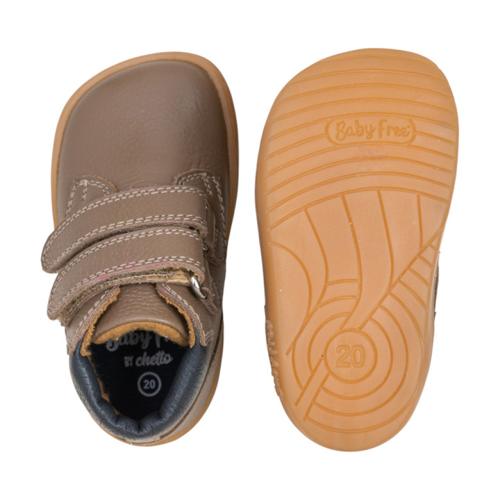 BOTA BAREFOOT DOBLE CIERRE PIEL TAUPE