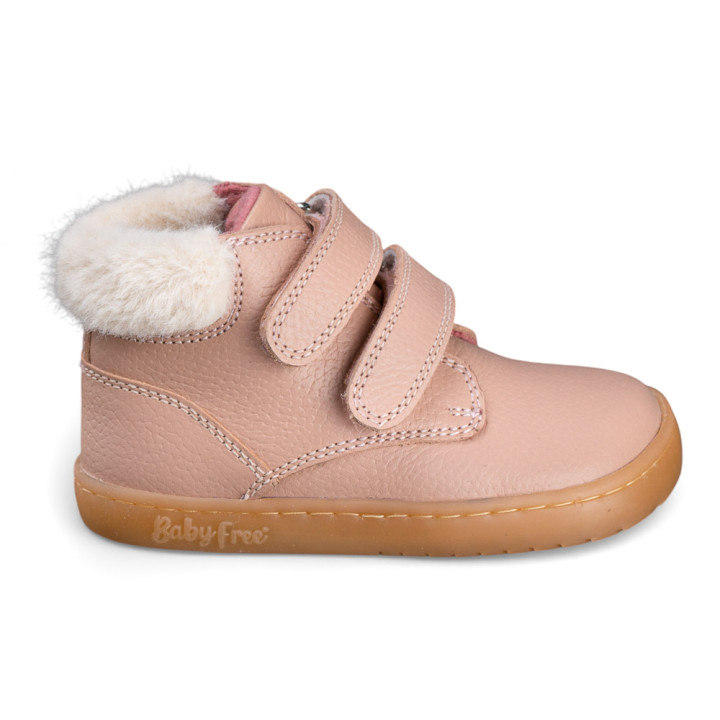 BOTA BAREFOOT 2 CIERRES CON PELO PIEL ROSA