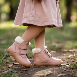 BOTA BAREFOOT 2 CIERRES CON PELO PIEL ROSA