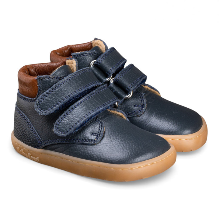 BOTA BAREFOOT DOBLE CIERRE PIEL AZUL