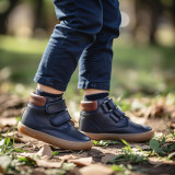 BOTA BAREFOOT DOBLE CIERRE PIEL AZUL